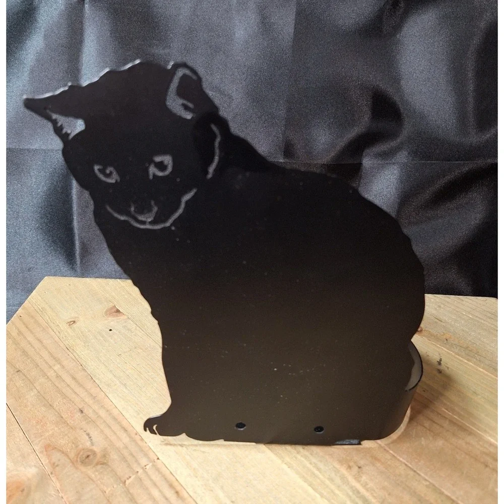 Vintage 1993 Enthuse Design Ann Munson Black Metal Cat Silhouette Candle Holder